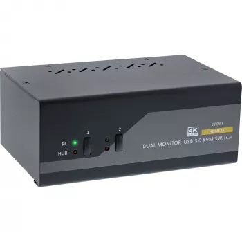 KVM Desktop Switch InLine 62652I 2-Port Dual Monitor HDMI 4K USB 3.0 Audio