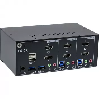 KVM Desktop Switch InLine 62652I 2-Port Dual Monitor HDMI 4K USB 3.0 Audio