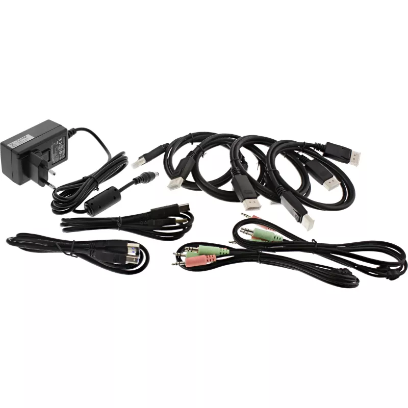InLine KVM Desktop Switch, 2-Port, Dual-Monitor DP 1.2, 4K, USB 3.0, Audio