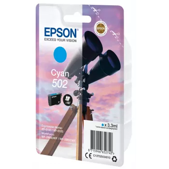 Epson Einzelpackung Cyan 502 Tinte, Standardausbeute, Cyan, 3,3 ml, 1 Stück, 165 Seiten