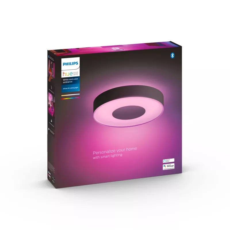 Smart-Deckenleuchte Philips Hue Infuse Schwarz Bluetooth LED, Ø 381 mm, H 86 mm