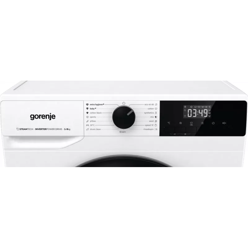 Gorenje Tvättmaskin WNHPI94A1PS BK070, Frontlader, 9 kg, B, 75 dB, 1400 U/min, A
