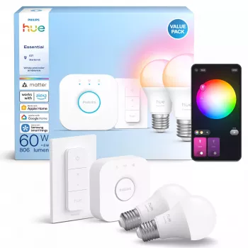 Smarte LED-Lampe Philips Hue White and Colour Ambience E27 Bluetooth 8 W, 111 mm, 6 cm Ø (2er-Pack)