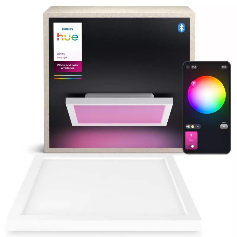 Philips Surimu Square Panel, Smart-Deckenleuchte, Bluetooth/Zigbee, Weiß, Aluminium, Multi, 2000 K