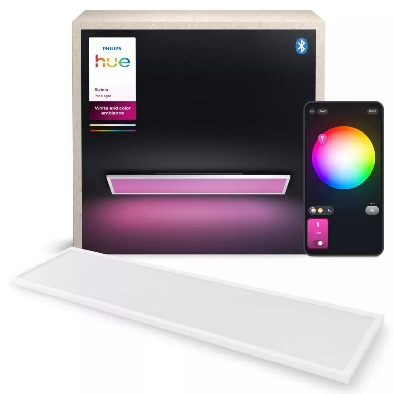 Philips Surimu Rechteckpanel smarte Deckenleuchte, Bluetooth/Zigbee, 1200×300×48 mm, 220–240 V, weiß