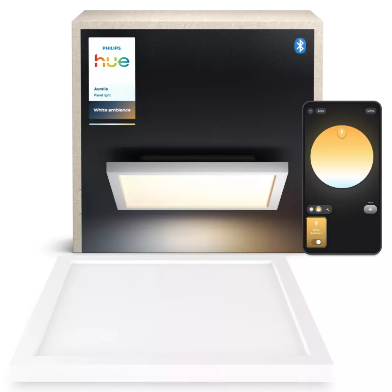 Philips Aurelle Square Panel Light, Intelligente Deckenleuchte, Bluetooth/Zigbee, Weiß, LED, Aluminium, Variabel