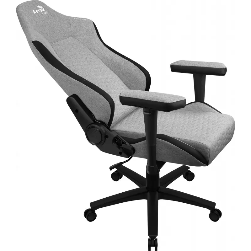 Universal Gaming-Stuhl AEROCOOL CROWNASHGR — grau gepolsterte Sitzfläche/Rückenlehne, 2D-Armlehnen, Stahlrahmen, Gasfeder Klasse 4, max. Benutzergewicht 150 kg