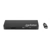 Manhattan USB-C Dock/Hub mit Kartenleser, Anschlüsse (x5): Ethernet, USB-A (3) und USB-C, 5 Gbit/s (USB 3.2 Gen1 alias USB 3.0), mit Power Delivery (100W) zum USB-C-Anschluss (Hinweis: zusätzliches USB-C-Netzteil und USB-C-Kabel erforderlich), universell für alle Geräte, Aluminium