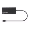 Manhattan USB-C Dock/Hub mit Kartenleser, Anschlüsse (x5): Ethernet, USB-A (3) und USB-C, 5 Gbit/s (USB 3.2 Gen1 alias USB 3.0), mit Power Delivery (100W) zum USB-C-Anschluss (Hinweis: zusätzliches USB-C-Netzteil und USB-C-Kabel erforderlich), universell für alle Geräte, Aluminium