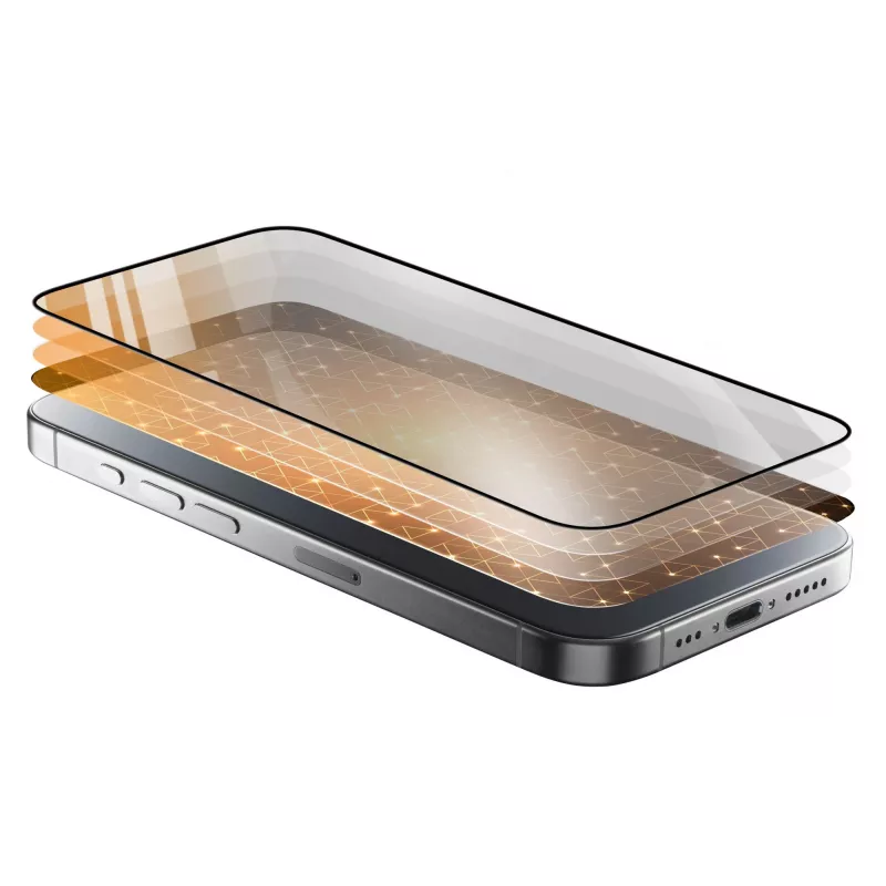 Cellularline Fortified Xtreme Glass - iPhone 16 Ultrawiderstandsfähiges gehärtetes Glas mit verstärkten Rändern, einfach anzubringen und extrem widerstandsfähig