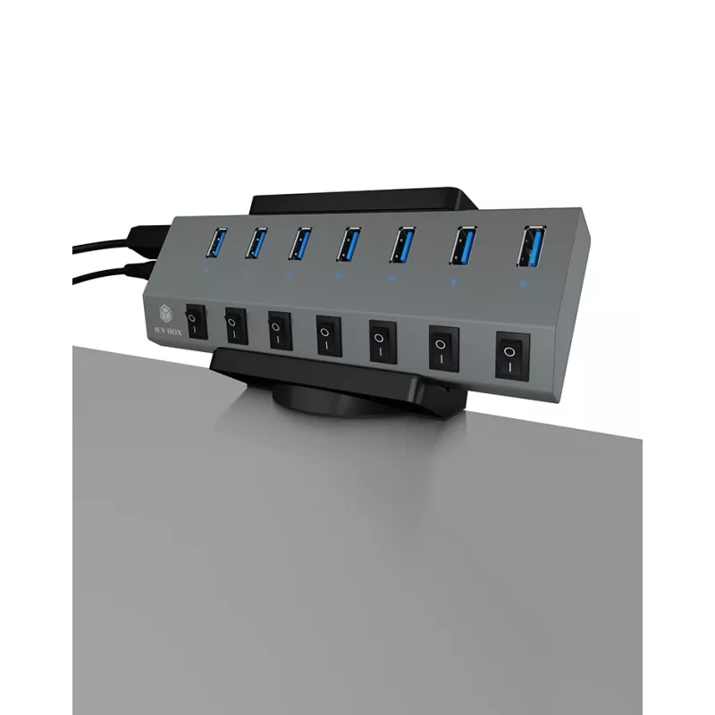 ICY BOX IB-MSA106-HH Passiver Halter USB Hub Schwarz
