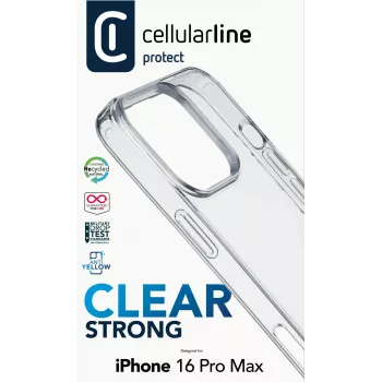 Cellularline Clear Protect – Hartschale für iPhone 16 Pro Max mit Gummirändern