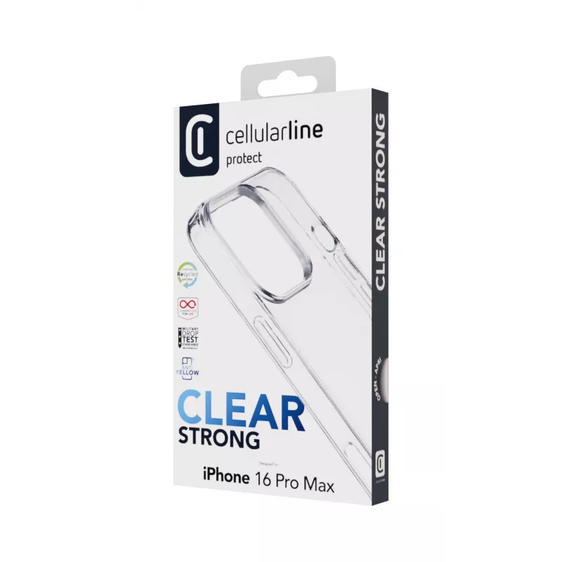 Cellularline Clear Protect – Hartschale für iPhone 16 Pro Max mit Gummirändern