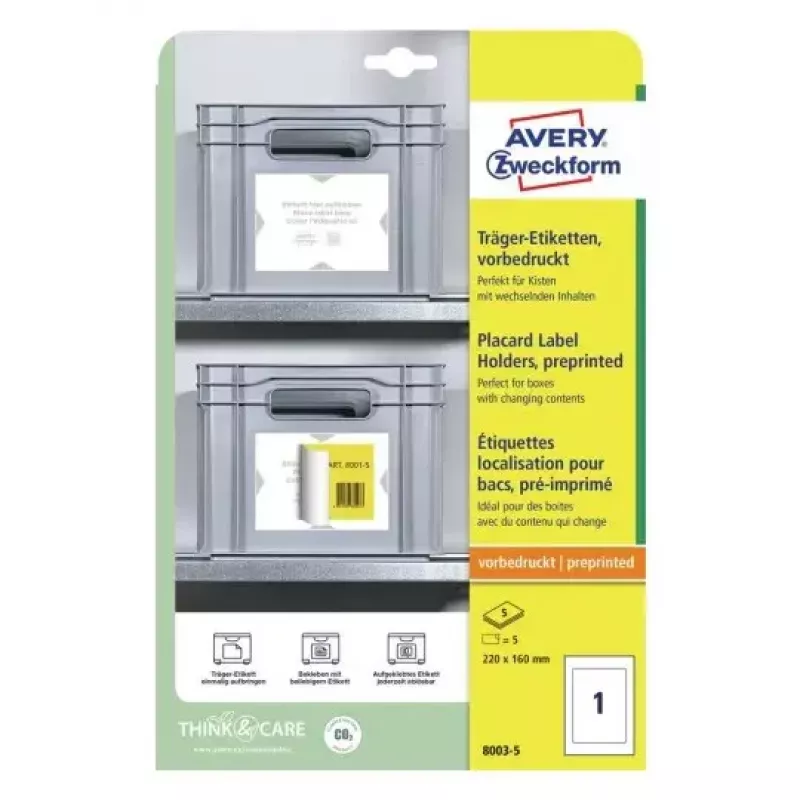 Avery Plakathüllen A4 Hellgrau 22x16cm 5 Etiketten