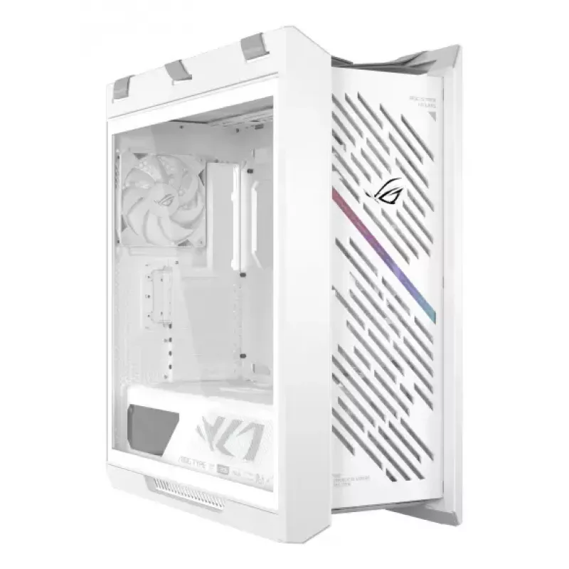 PC-Gehäuse ASUS ROG Strix Helios II Midi Tower Weiß — unterstützt EATX/ATX/Micro-ATX/Mini-ITX, 3x140mm Front + 1x140mm Rückseite, 2×3,5 Zoll + 4×2,5 Zoll Einschübe, gehärtetes Glas