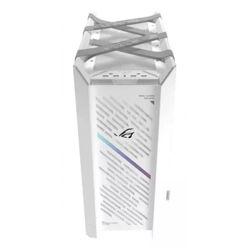 PC-Gehäuse ASUS ROG Strix Helios II Midi Tower Weiß — unterstützt EATX/ATX/Micro-ATX/Mini-ITX, 3x140mm Front + 1x140mm Rückseite, 2×3,5 Zoll + 4×2,5 Zoll Einschübe, gehärtetes Glas