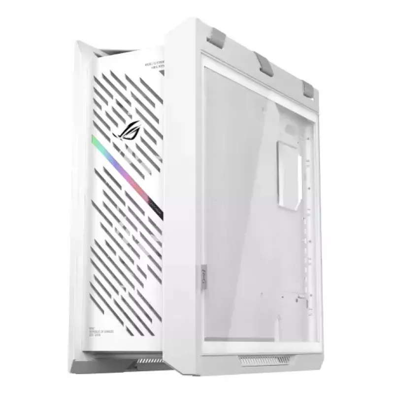 PC-Gehäuse ASUS ROG Strix Helios II Midi Tower Weiß — unterstützt EATX/ATX/Micro-ATX/Mini-ITX, 3x140mm Front + 1x140mm Rückseite, 2×3,5 Zoll + 4×2,5 Zoll Einschübe, gehärtetes Glas