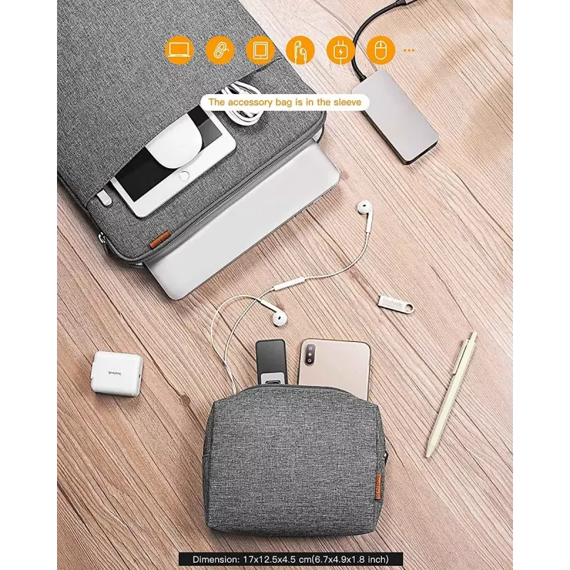 Sleeve-Tasche Inateck LB01006 für 35,6 cm (14 Zoll) Laptops, grau, monochrome Oberfläche