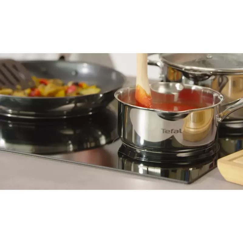 Kochtopf-Set Tefal Duetto+ G719S7, Edelstahl, 7-tlg. (Stielkasserollen Ø16/20/24 cm, Schmortopf Ø16 cm), Induktion, Deckel, ofenfest bis 250°C