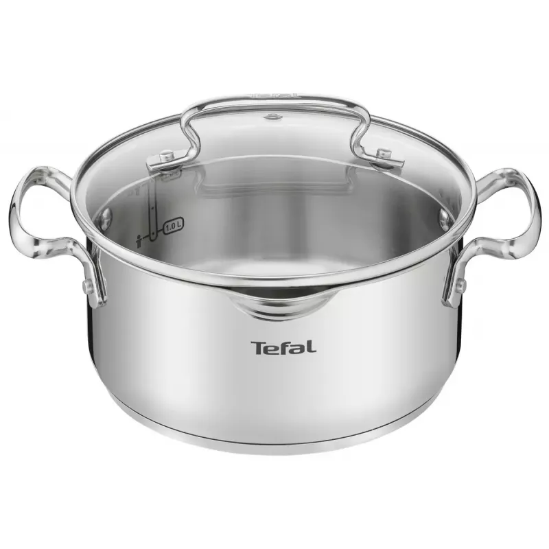 Kochtopf-Set Tefal Duetto+ G719S7, Edelstahl, 7-tlg. (Stielkasserollen Ø16/20/24 cm, Schmortopf Ø16 cm), Induktion, Deckel, ofenfest bis 250°C