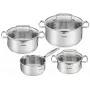 Kochtopf-Set Tefal Duetto+ G719S7, Edelstahl, 7-tlg. (Stielkasserollen Ø16/20/24 cm, Schmortopf Ø16 cm), Induktion, Deckel, ofenfest bis 250°C