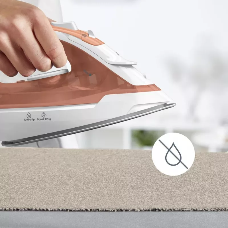 Tefal Virtuo 30 FV2C40E0 Bügeleisen Trocken- & Dampfbügeleisen Keramiksohle 2000 W Pfirsich, Weiß