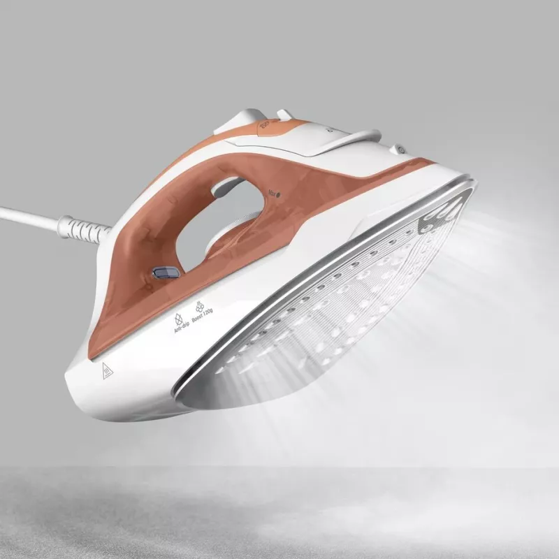 Tefal Virtuo 30 FV2C40E0 Bügeleisen Trocken- & Dampfbügeleisen Keramiksohle 2000 W Pfirsich, Weiß