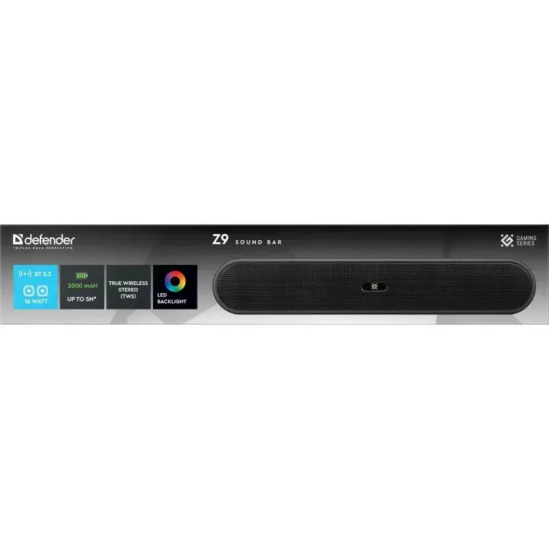 DEFENDER Bluetooth Soundbar Z2, Bluetooth 5.3 (LE Audio), 16 W RMS, 100–20000 Hz, USB-Ladefunktion, Schwarz