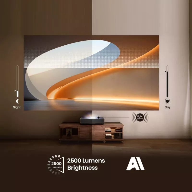 Projektor HISENSE PT1 3D Smart-TV, native 16:9, Wi‑Fi & Ethernet, HDR (HLG), HDMI 2.0/2.1, Schwarz