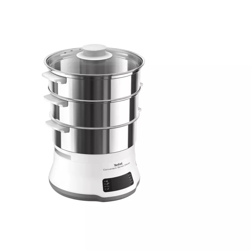 Tefal Convenient Series Deluxe VC502D Dampfgarer 3 Körbe Arbeitsplatte 900 W Edelstahl, Weiß