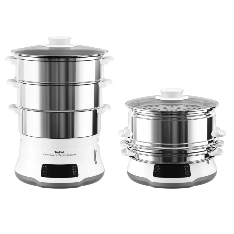 Tefal Convenient Series Deluxe VC502D Dampfgarer 3 Körbe Arbeitsplatte 900 W Edelstahl, Weiß