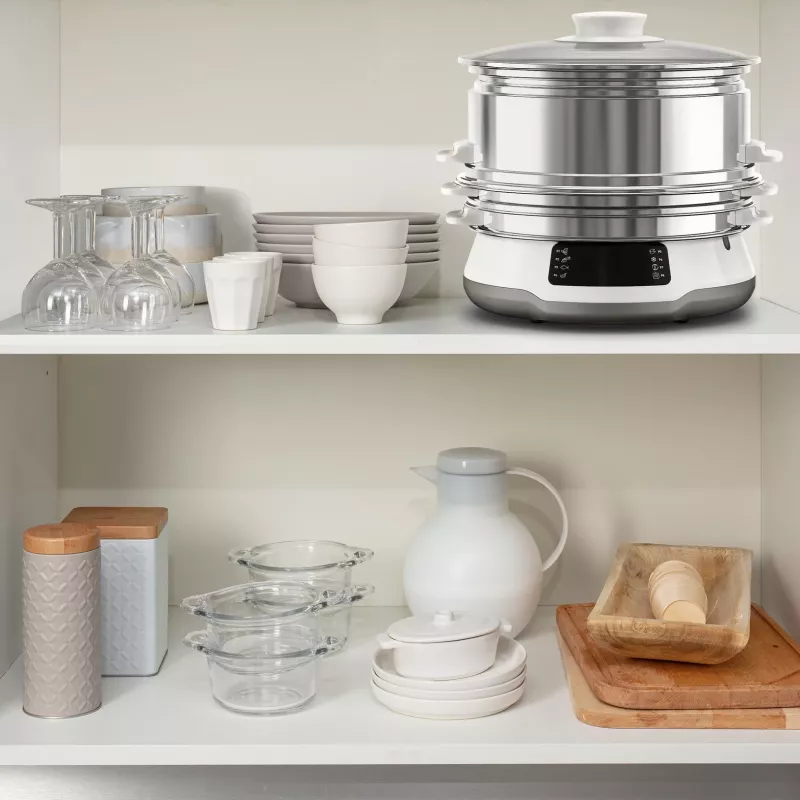 Tefal Convenient Series Deluxe VC502D Dampfgarer 3 Körbe Arbeitsplatte 900 W Edelstahl, Weiß