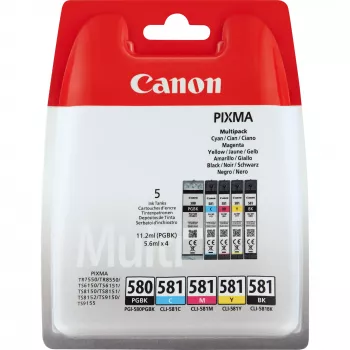 Cartridge Canon PGI-580 PGBK/CLI-581 CMYBK Sortiert Schwarz Cyan Magenta