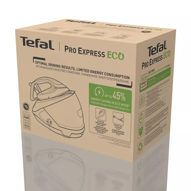 Tefal Pro Express Eco GV9E22E0 Dampfbügelstation 2200 W 1,8 L Durilium AirGlide Autoclean-Bügelsohle Beige, Weiß