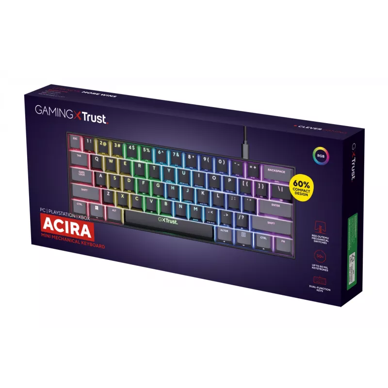 Trust GXT 867 Acira Tastatur Gaming USB QWERTY US-Englisch Schwarz