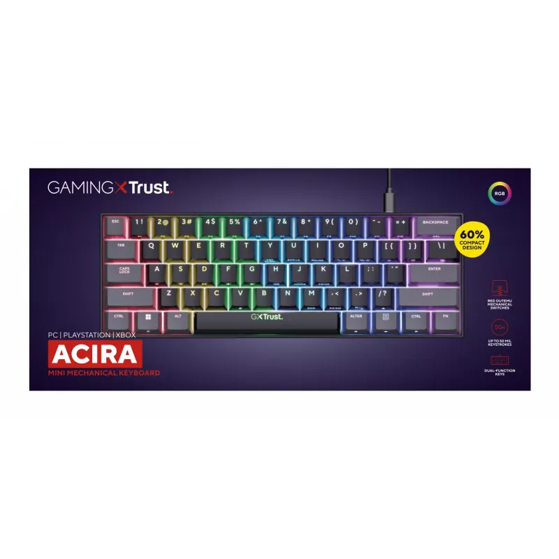 Trust GXT 867 Acira Tastatur Gaming USB QWERTY US-Englisch Schwarz