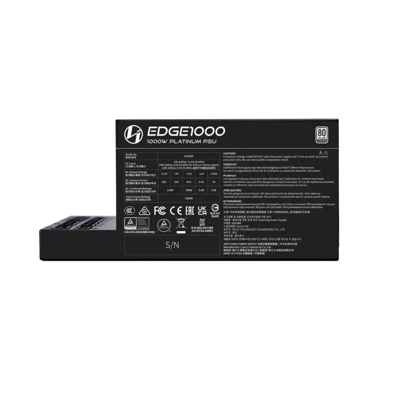 Lian Li EDGE EG1000 1000 W ATX 3.1 Netzteil, 80 PLUS Platinum, Schwarz