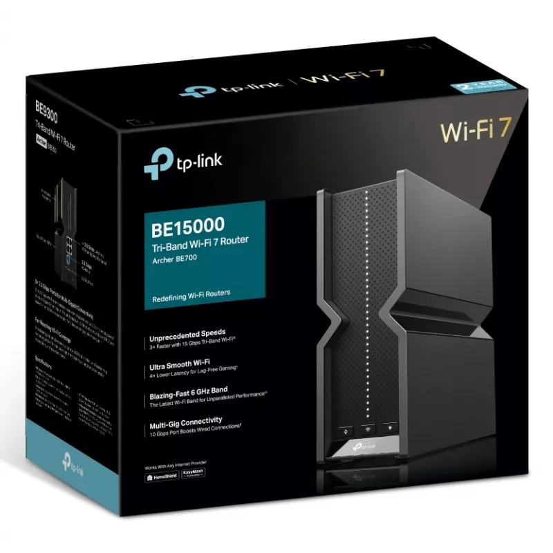 TP-Link Archer BE700 WLAN-Router Multi-Gigabit Ethernet Tri-Band (2,4 GHz / 5 GHz / 6 GHz) Schwarz