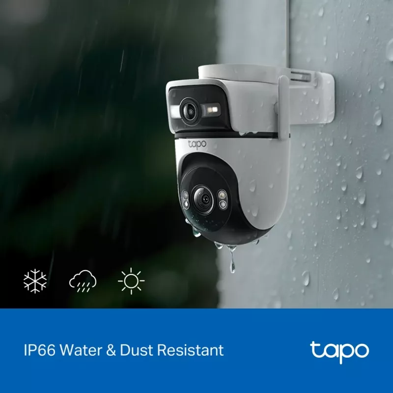 TP-Link Tapo Outdoor Dual Lens Pan/Tilt Sicherheitskamera, IP-Sicherheitskamera, Außenbereich, Kabelgebunden & Kabellos, Decken-/Wand-/Mastmontage, Weiß, Sphärisch