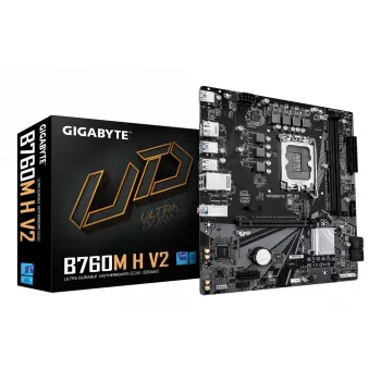 GIGABYTE B760M H V2 Mainboard – Unterstützt Intel Core CPUs der 14. Generation, 5+1+1 Phasen Digital-VRM, bis zu 8000 MHz DDR5 (O.C.), 1x PCIe 4.0 M.2, 1GbE LAN, USB 3.2 Gen1