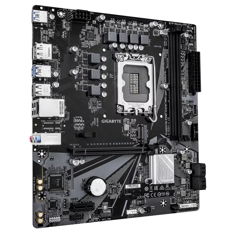 GIGABYTE B760M H V2 Mainboard – Unterstützt Intel Core CPUs der 14. Generation, 5+1+1 Phasen Digital-VRM, bis zu 8000 MHz DDR5 (O.C.), 1x PCIe 4.0 M.2, 1GbE LAN, USB 3.2 Gen1