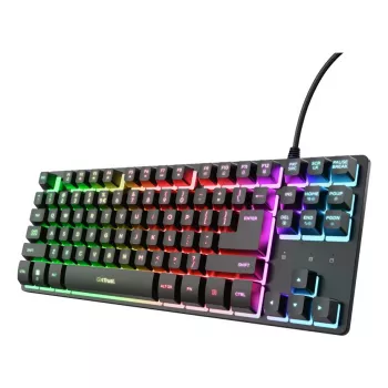 Tenkeyless-Gaming-Tastatur TRUST GXT 833 Thado, TKL 87 Tasten, USB, QWERTY US, Membran, RGB, Schwarz