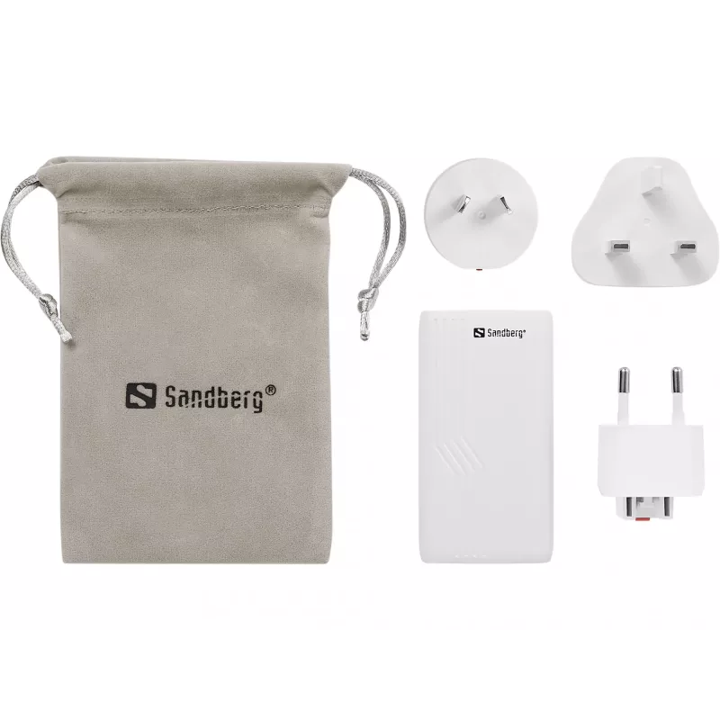 Sandberg 4in1 TravelCharger 65W Weiß, Indoor, AC, 20 V, Weiß