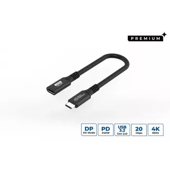 USB-C-auf-USB-C-Kabel MicroConnect USB3.2CC015EX, USB 3.2 Gen 2x2, 0,15 m, Schwarz