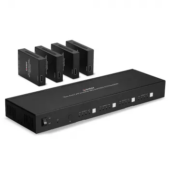 Lindy 70m Cat.6 4x4 HDMI 4K60 Matrix Extender, 3840 x 2160 Pixel, AV-Sender & -Empfänger, 70 m, Kabelgebunden, Schwarz, HDCP