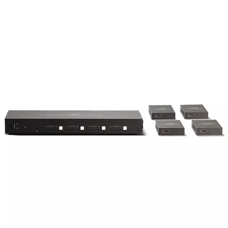 Lindy 70m Cat.6 4x4 HDMI 4K60 Matrix Extender, 3840 x 2160 Pixel, AV-Sender & -Empfänger, 70 m, Kabelgebunden, Schwarz, HDCP