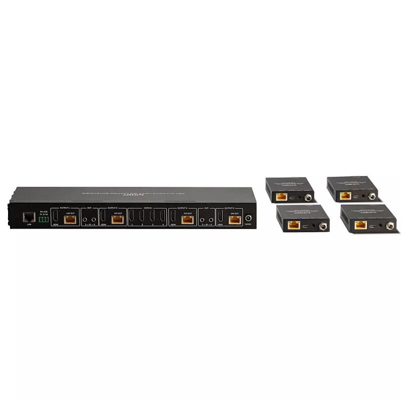 Lindy 70m Cat.6 4x4 HDMI 4K60 Matrix Extender, 3840 x 2160 Pixel, AV-Sender & -Empfänger, 70 m, Kabelgebunden, Schwarz, HDCP