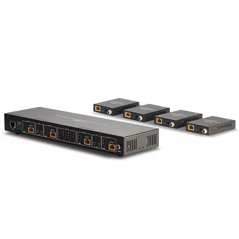 Lindy 70m Cat.6 4x4 HDMI 4K60 Matrix Extender, 3840 x 2160 Pixel, AV-Sender & -Empfänger, 70 m, Kabelgebunden, Schwarz, HDCP
