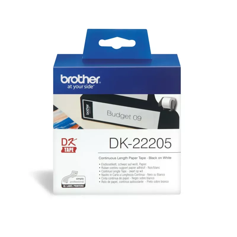 Endlosetikett Brother DK22205 Schwarz auf Weiß 6,2 cm x 30,48 m