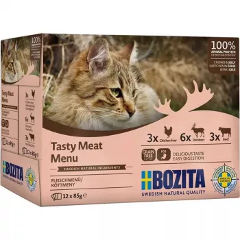 Bozita Tasty meat menu Multibox mix in Gelee Nassfutter für Katzen 12x85 g